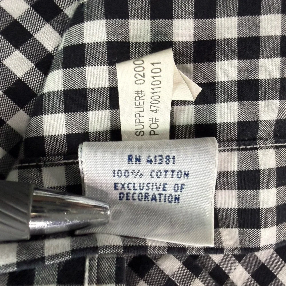 Polo Ralph Lauren Shirt Mens Medium Black Gingham Check Button Down Non Iron